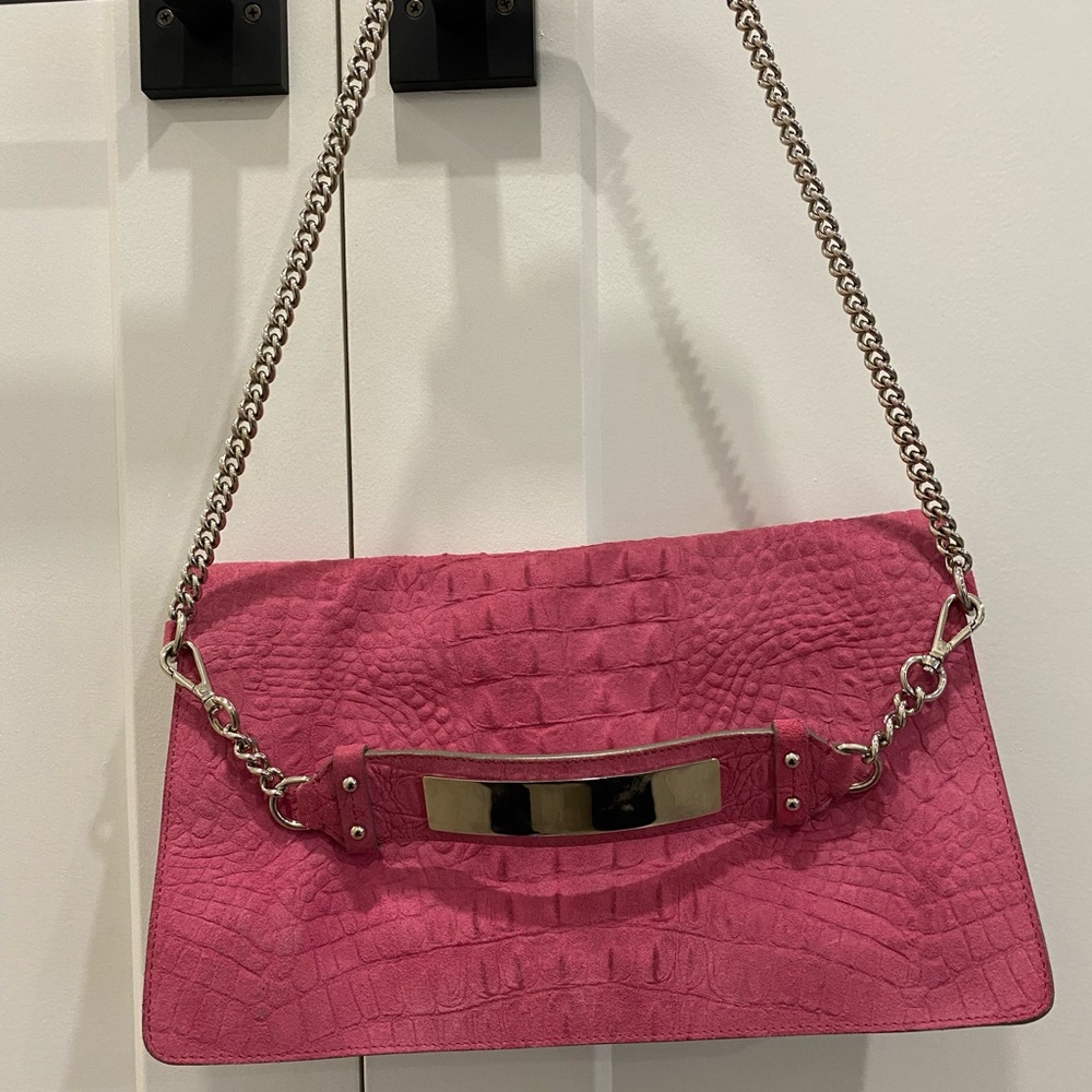 Alberta Ferreti animal skin pink clutch